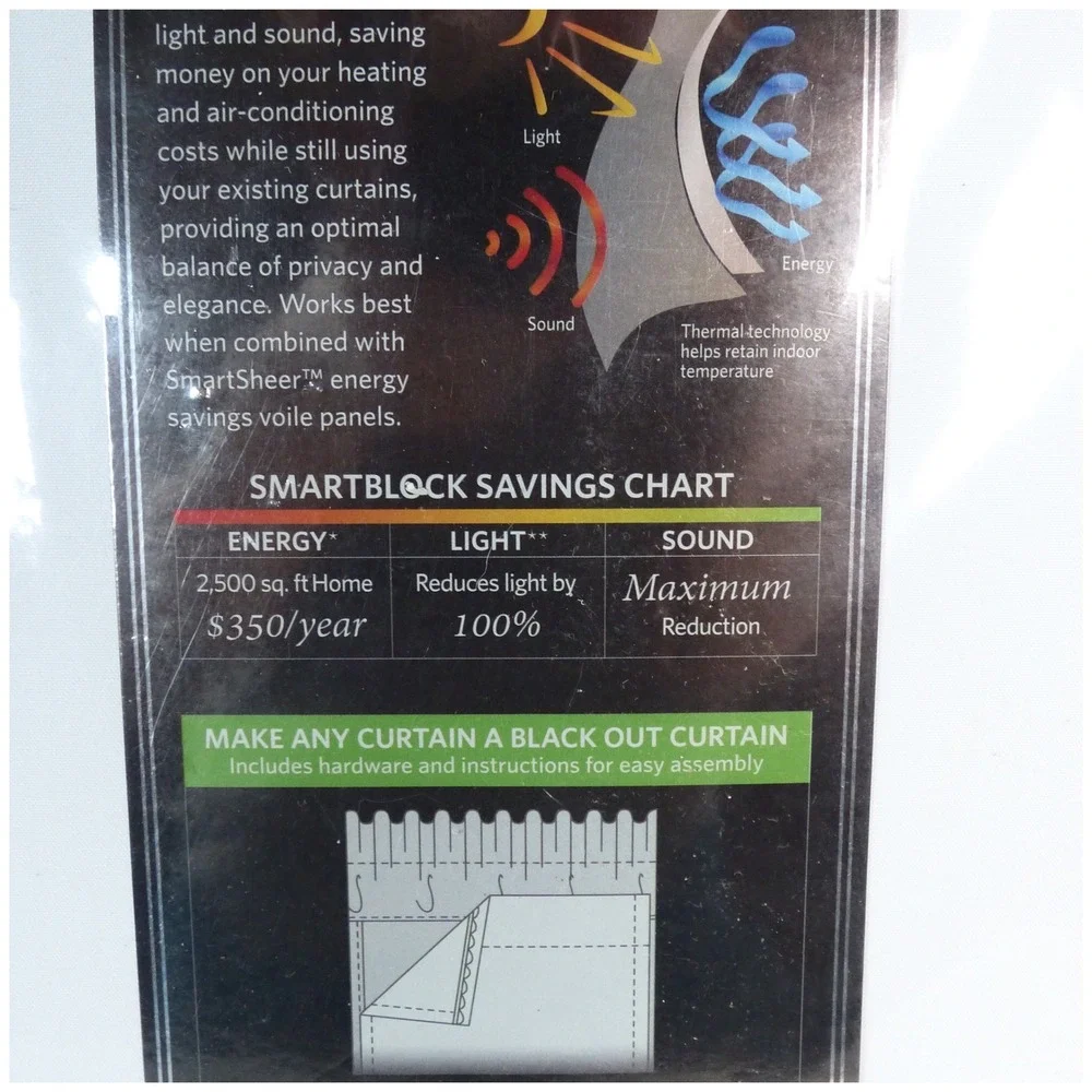 Blackout Insulating Curtain Liner Panel White 40x104 for 108in One Single Panel